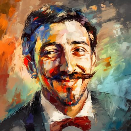 adrium Acryl-Bild 50 x 50 cm: Porträt eines Mannes mit Bart und Schnurrbart. Digitale Zeichnung. (210264345)