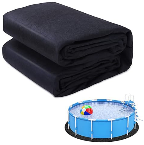 Tapis de piscine pour piscine hors sol, tapis rond de 4,6 m fabriqué en matériau géotextile durable et empêche la perforation pour protéger et prolonger la durée de vie de la piscine gonflable ou du