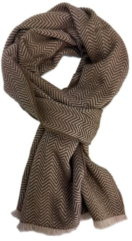 Rotfuchs Herrenschal Damenschal Wollschal Webschal Fischgrat modisch in braun 100% Wolle (Merino)