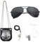 FUIPVGI 4 Piezas Accesorios Disfraz Policia, Disfraz de Policía con Silbato, Placa de policía, Gafas de Sol Policía Juguete Kit para Niños Halloween Fiesta Carnaval Juego de Roles Accesorios (Plata)
