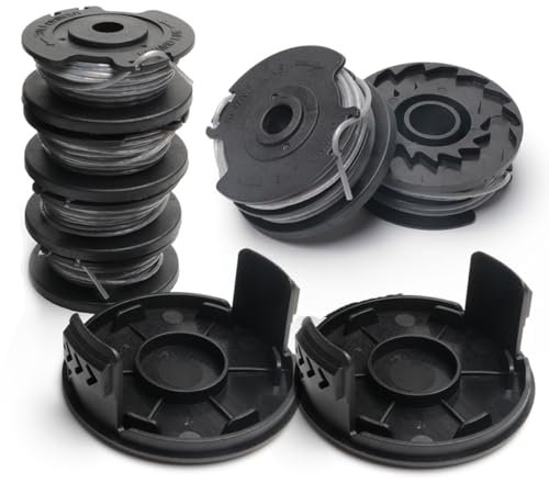 Ersatz Fadenspule 6 Pcs Rasentrimmer Spule, Ø1,6 mm-5m Länge Ersatzspule, Kompatibel mit Bosch Geeignet für Akku Rasentrimmer EasyGrassCut 2 PCS alternativer Deckel,F016800569/F016800385 Fadenspule