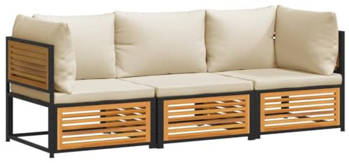 vidaXL 3-TLG. Garten-Sofagarnitur mit Kissen Massivholz Akazie