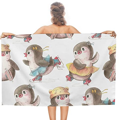 Strandtücher Süße Pinguine Sandfest Handtuch Weich Duschtuch Perfekt Badetuch Für Reise Strand Schwimmen 80x130cm