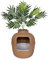 Good Pet Stuff, Bac à litière caché Original et Trousse Essentielle de Doublure réutilisable, bac à litière Rond fermé pour Chat avec Plantes artificielles, système de Filtre Anti-odeurs au Charbon