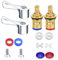 Buaak 2 Sets Tap Cartridge Replacement, Universal 1/2 Mixer Tap Cartridge, Chrome Plated Replacement Tap Valves with Metal Lever Heads, Tap Heads for Kitchen Bathroom Faucet Sink Taps