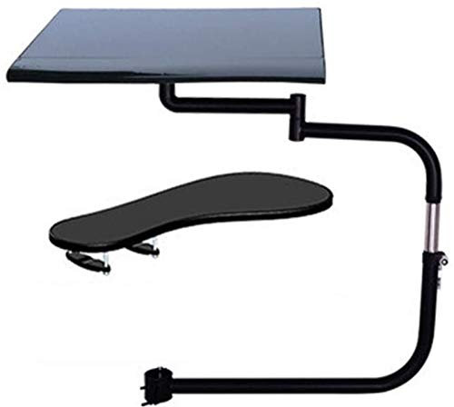 JFUNANQH Table Keyboard Drawer & Mouse Tray, Chair Mouse Tray Armrest Adjustable Keyboard Platforms Retractable Rotating Easy to Install, 2-Piece Set
