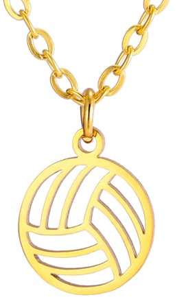 TEAMER Edelstahl-Volleyball-Halskette Zierlicher Volleyball-Anhänger Mode Sport-Ball-Schmuck Sportler Trainer Volleyball-Liebhaber (Gold)