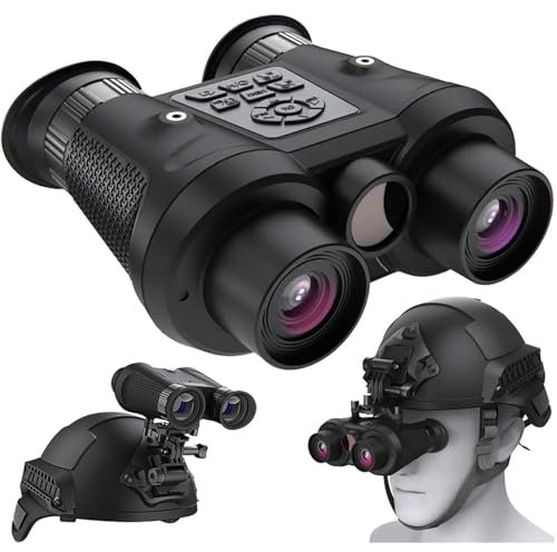 SKIOVEMI Occhiali per visione notturna, binocolo 3D VR digitale a infrarossi per visione notturna, con cinghia per la testa e supporto, zoom digitale 6X e FOV 40°, salva foto e video 3D