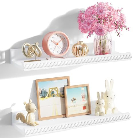 Alsonerbay Wandregal Weiß L-förmiges Schweberegal MDF 2er Set Drallform Regal Wand Moderne dekorative für Schlafzimmer, Küche, Wohnzimmer, Badezimme