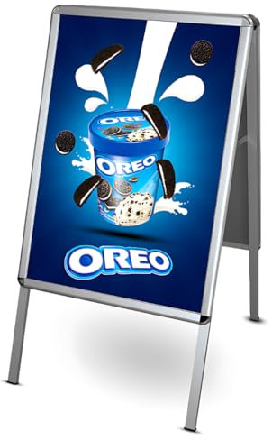 A2 Double-Sided Pavement Sign with Snap Frame – Durable, Weather-Resistant Outdoor A-Board Display Stand for Posters & Advertising (A2 Size)