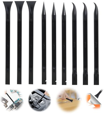 9PCS Carbide Fiber Plastic Scraper Tool, Multi-Purpose Non-Scratch Cleaning Tool, Phone Screen Disassembly Spudger Opening Cleaning Tools for Tight Spaces and Gaps, Remove Stickers Labels Oil Stains