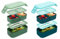 Bugucat Lunch Box 1300ML 2 Set, 2 Strati Porta Pranzo con 3 Scomparti, Contenitore Pranzo Impilabile Porta Portapranzo da Ufficio, Bento Box con Forchetta e Cucchiaio Microonde Sicuro