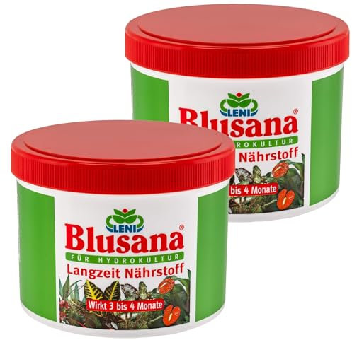Blusana Langzeitdünger Lewatit HD 50 für Zierpflanzen in Hydrokultur | NPK mineralischer Dünger mit Ionenaustauscher 3-4 Monate Wirkung (1000ml - 2 x 500ml Dose)