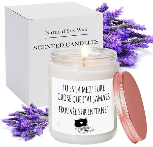 Idée Cadeau Amoureux pour Homme Femme Anniversaire Bougie, Idee Cadeau Saint Valentin Original, Bougie Parfumées Drole d Amour Couple Noel, Personnalisé Parfumées à la Lavande