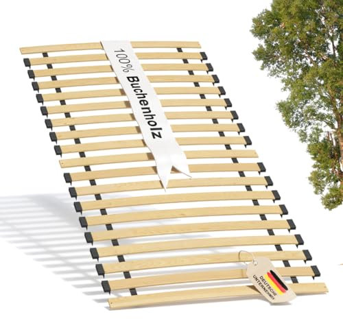 ALAVYA HOME® Lattenrost massives Buchnholz Rolllattenrost, mit Band verbunden für Kinderbett, hochwertiger Bettrost Rollrost mit 16 Leisten I bestimmt für Schaummatratzen (80 x 160 cm)