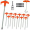 12 Stück 20cm Drehbare Zeltheringe mit Gewinde & Heringzieher, Stabile Stahl Schraubheringe, Robust Camping Zelt Erdnägel, Schrauben Zelthaken Zubehör für Harten Boden, Wald, Wiesen, Gras (Orange)