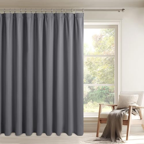 DWCN Raumteiler Vorhang Blickdicht Wohnzimmer Vorhänge mit Kräuselband | 1er Set 210x250cm(HxB) Grau Verdunklungsvorhänge Thermogardine Kälteschutz Extra Breie Raumtrenner Schiene Schlafzimmer