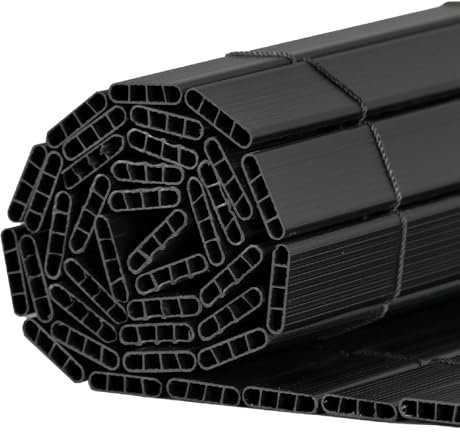 PVC Slat Artificial Bamboo Double Sided Garden Fence - Privacy Balcony Screening - 1m x 4m - Black