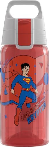 Sigg - Kids Water Bottle - Viva One - Superman - Suitable for Carbonated Drinks - Leak-Proof - Dishwasher Safe - BPA-Free - Sports & School - Red - 0.5L