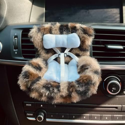 SwiftServ Seggiolino auto per bambole da 17 cm con morbido cuscino peloso, clip per bocchetta dell'aria e supporto da tavolo, ornamento carino e funzionale per auto per fan delle bambole cieche e