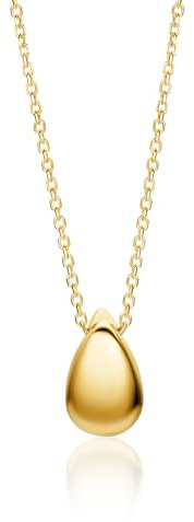MIORE Schmuck Damen, Kette Damen Silber 18 Karat Vergoldet, Silberkette mit Tropfen Anhänger, Halskette Länge 45cm, Vergoldete Kette Silber 925, Allergenfrei & Handgemacht in Italien