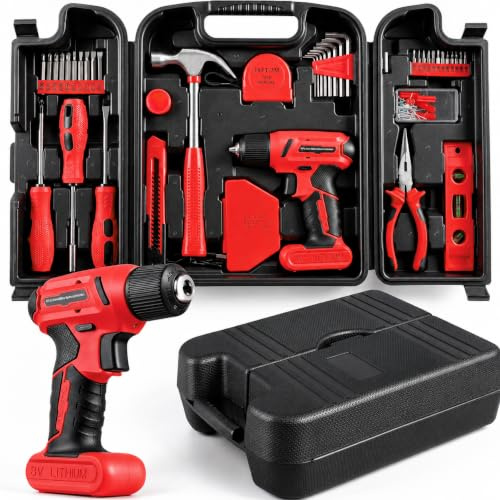 TLGREEN Akkuschrauber Set, 8V akkuschrauber Werkzeugkoffer Gefüllt 101-tlg | USB-C Wiederaufladbar Akku Bohrschrauber Set in Stabiler Transportkoffer, Elektrowerkzeug-Set für Zuhause DIY