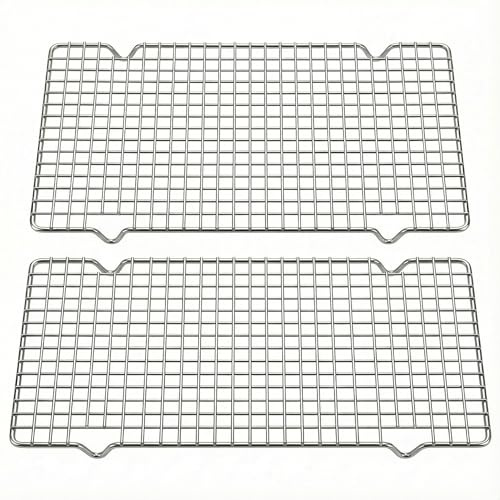 2-PCS Stainless Steel Cooling Rack Set - Non-Stick, Wire Racks for Baking