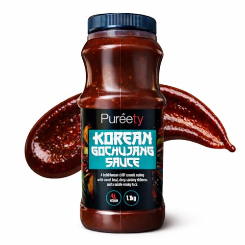 Pureety Korean Gochujang Sauce 1.1kg – Sweet & Spicy Korean Chilli Paste Style Sauce – No Added MSG, Artificial Colours, Sweeteners or Preservatives – For Bibimbap, Korean BBQ & Marinades