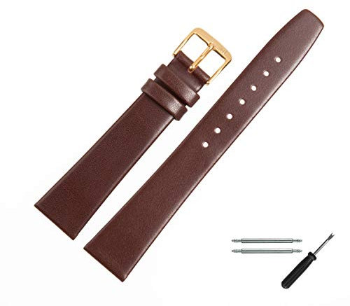 MARBURGER Uhrenarmband 8mm Leder Braun Gold Glatt - Montage Set 7100831000220