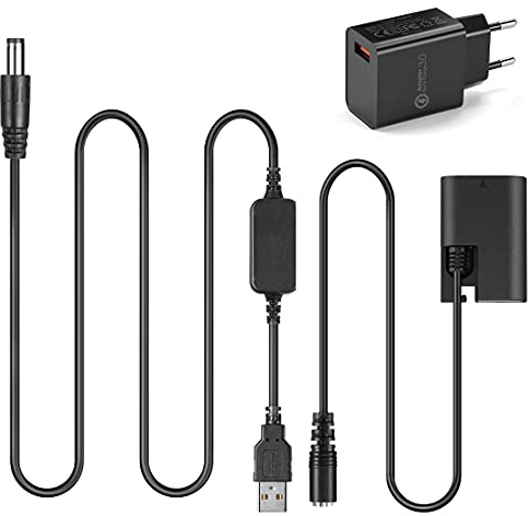 Raeisusp 5V USB Adapter Kit + QC3.0 Ladegerät Kabel DC 8.4V ACK-E6 + DR-E6 LP-E6 LP E6 Virtuelle Batterie für Canon EOS 5D Mark II III 5D2 5D3 6D 7D