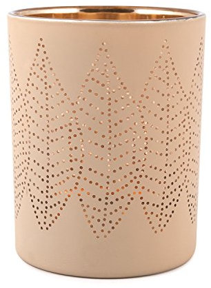 Pajoma Kerzenhalter ''Leaf II'' Gr. M, aus Glas, in Creme, golg galvanisiert, H 9,8 x Durchmesser 7,7 cm