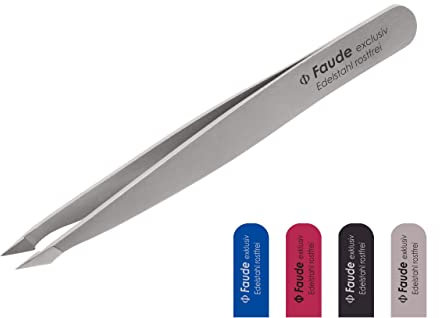 Faude Kombipinzette - Spitzpinzette für Splitter, und Augenbrauenpinzette für eingewachsene und feine Härchen in Einem (Edelstahl)