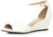 Womens Ladies Low mid Wedge Heel Ankle Strap Casual Evening Sandals Size 5 38, White Matte, 5 UK