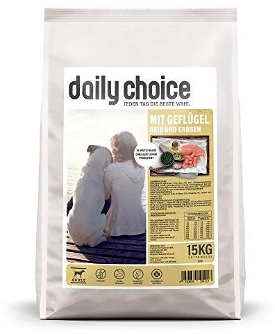 daily choice Basic - 30 kg - Trockenfutter für Hunde - mit Geflügel, Reis und Erbsen - Keine minderwertigen Kohlenhydrate - Weizenfrei - Mit Grünlippmuschel und Chicorée