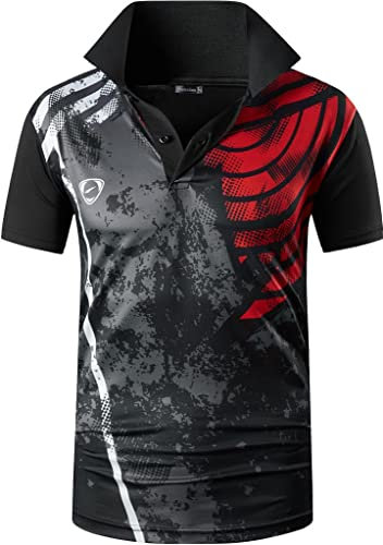 jeansian Herren Summer Sportswear Wicking Breathable Short Sleeve Polo T-Shirts Tops LSL252 Black S