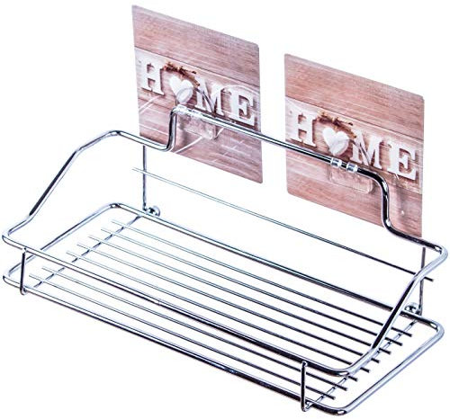 Sanilo Duschablage ohne Bohren | Hochwertiges Duschregal aus Edelstahl | Duschkorb mit Haken 25,0 x 11,5 x 9 cm (Home)