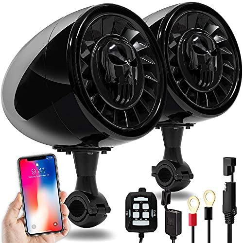 Aileap Altoparlanti stereo Bluetooth marini impermeabili da 5 pollici ad alte prestazioni Sistema audio Bass Boat per impieghi gravosi con ingresso USB e AUX, ideale per motocicli ATV/UTV/RZR