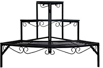 3 Tier Metall Garten Pflanzer Outdoor Indoor Blumenständer Metall Pflanzenregal Regal Eck Pflanzenregal - Schwarz
