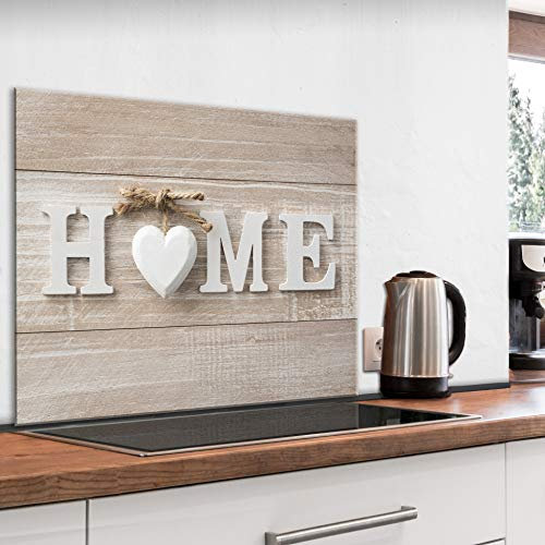murando - Pannello Paraschizzi Cucina in Vetro Temperato per Piano Cottura 80x60 cm Protettivo Paraspruzzi Parete Cucina e Decorativo Protezione Schienale - Facile da Pulire - Home Legno m-B-0056-aq-e