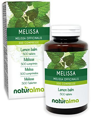 Melisse oder Zitronenmelisse (Melissa officinalis) Blätter Naturalma - 150 g - 300 Tabletten - Nahrungsergänzungsmittel - Natürlich und Vegan