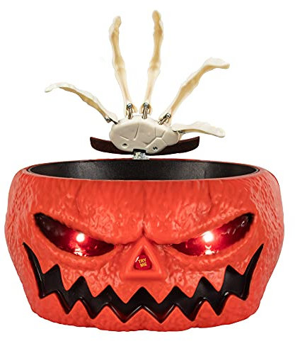KI Store Dolci di Halloween Porta Caramelle Animato Scheletro di Zucca Fantasma con Occhi Luminosi a LED per la casa stregata la Decorazione più Spaventosa per Halloween