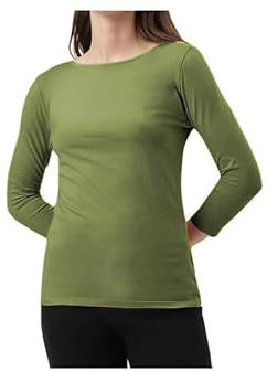 Women's Long Sleeve Round Neck T-Shirt Top – Lightweight Viscose Material – Comfortable Regular Fit – Casual Everyday Style – Soft Breathable Fabric – All Seasons (Khaki, 10, Numeric_10)