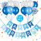Vicloon Geburtstag Dekorationen, Party Deko mit „Happy Birthday Banner, 4 Konfetti Latexballons, 8 Latex Luftballons und 2 Bänder für Birthday Decoration, Hochzeitsfeiern, Jubiläen, Kinderparty(Blau)