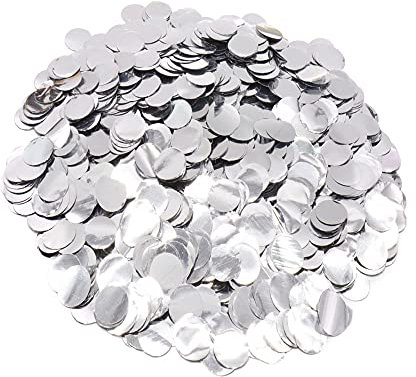 CYIOU 100g/14000 Stück Silber Konfetti, Rund, 15 MM, Hochzeit, Romantik, Plastic