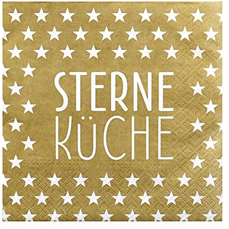 Hochwertige Papierservietten/Tafel-Servietten/Brunchservietten, Deko-Serviette, Motiv: Sterne-Küche. L/H 33 x 33 cm. Menge 40 Stück.