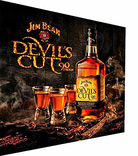 Magic Canvas Art - Bilder Jim Beam Whiskey Leinwandbild 1- teilig Hochwertiger Kunstdruck modern Wandbilder Wanddekoration Design Wand Bild, Größe: 40 x 30 cm