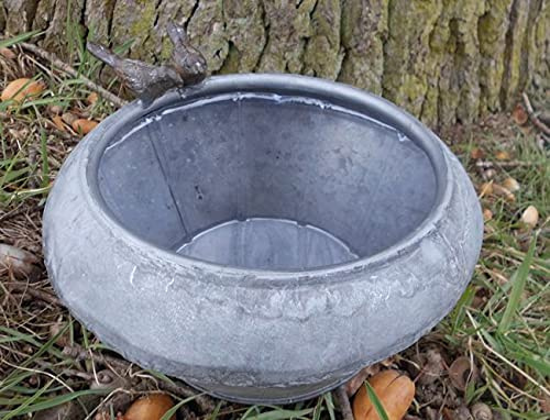 Deko-Impression Runde Zinkschale Pflanzschale Zinkbottich Blumentopf Vogeltränke D 20 cm