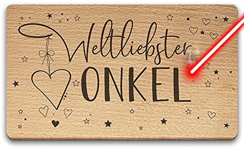 Frühstücksbrett mit Gravur - Weltliebster Onkel - Geschenkidee für den besten Onkel - Holzbrett Buche mit Lasergravur