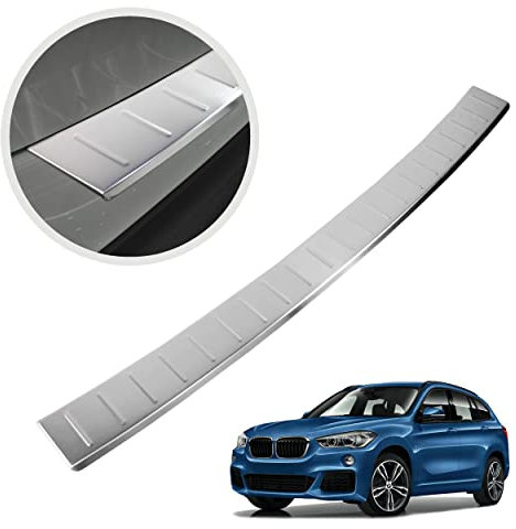 CHROMEMASTER | Ladekantenschutz Stoßstangenschutz | Kompatibel mit BMW X1 F48 2015-2022 ; Gebürsteter Edelstahl, Silber Matt; Unsere Lackschutzleiste Sichert den Heckstoßfänger vor Kratzern