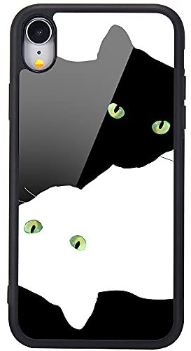 MAYCARI Adorable Black and White Cat Phone Case for iPhone 7/8/SE 2020, Lovely Case with Soft TPU Bumper Aluminum Hard Back Scratch Resistant Shockproof Girly Cute Cover Case for iPhone 7/8/SE 2020